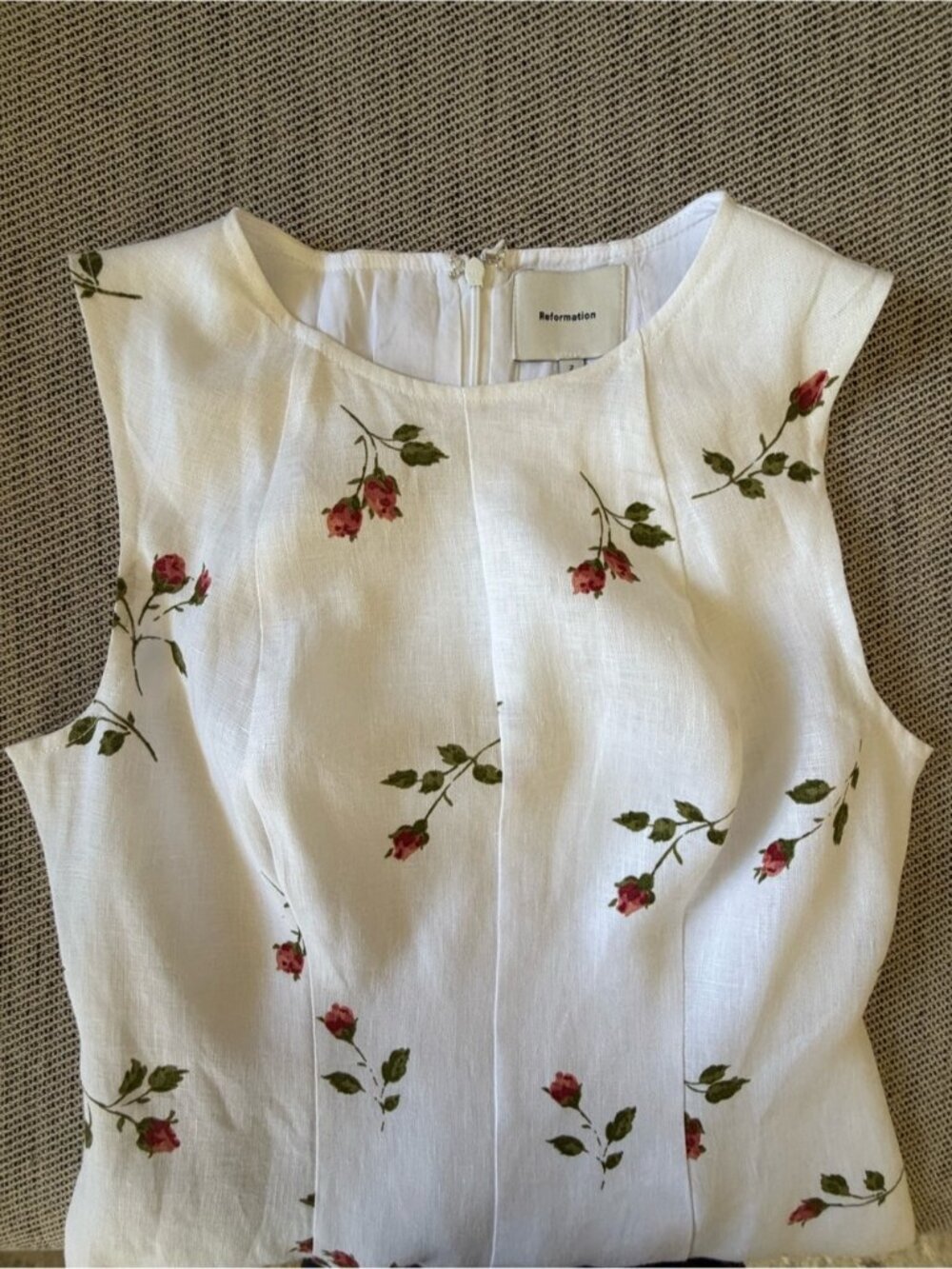 NEW Reformation Cecilia Linen Maxi Dress Floating Rose White Floral | US 2 UK 6 - Picture 12 of 15
